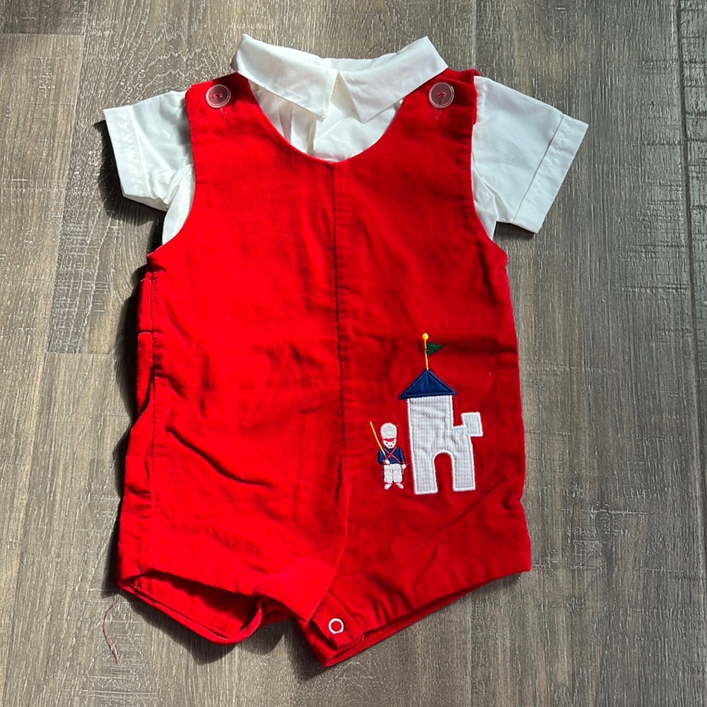 Adorable, velvet, boys Christmas romper!